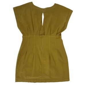 Anthropologie Maeve Dress Mustard Yellow Size 14 V-Neck Keyhole Back Cut Out NWT